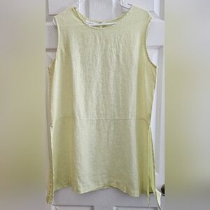 Bryn Walker Linen Sleevelees Top Slits on sides green lagenlook